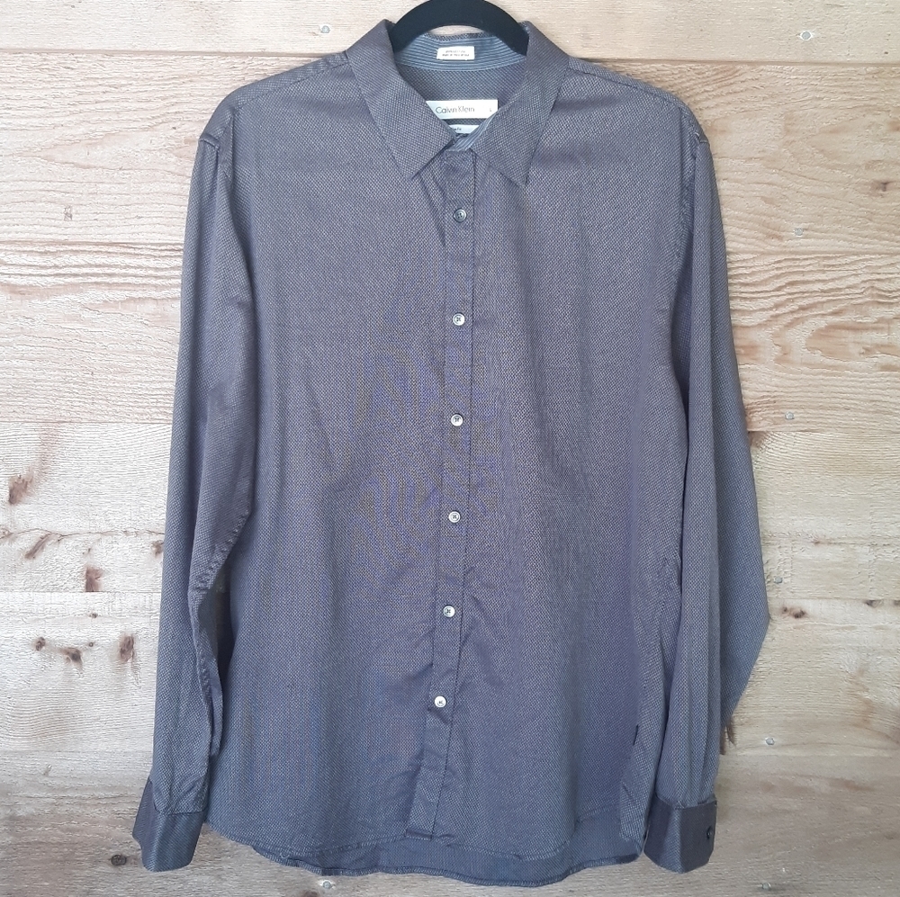 Calvin Klein Gray/Black Dress Shirt Large